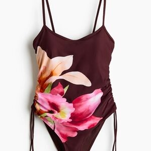 H&M Floral One Piece in Brown and Pink